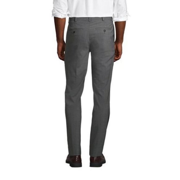 NWT LANDS' END WASHABLE WOOL TAILORED PLAIN FRONT TROUSERS TRUE NAVY 42 - Picture 3 of 6